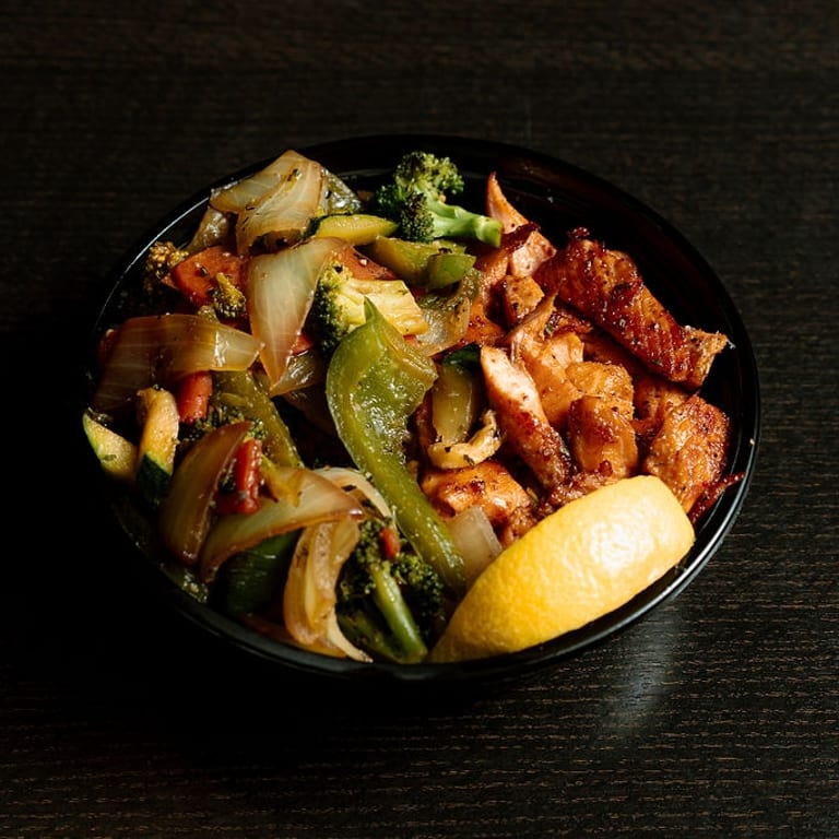 Savor our salmon bowl